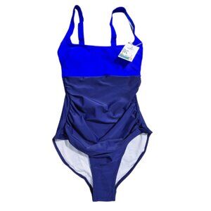 NWT | Sofia's Secret Two-Tone Blue One-Piece Swimsuit | Ruched Side | Small